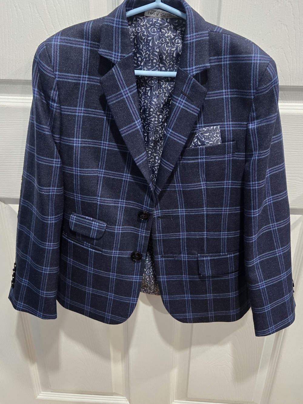 BOYS Plaid Blazer with Blue and Black Check Pattern